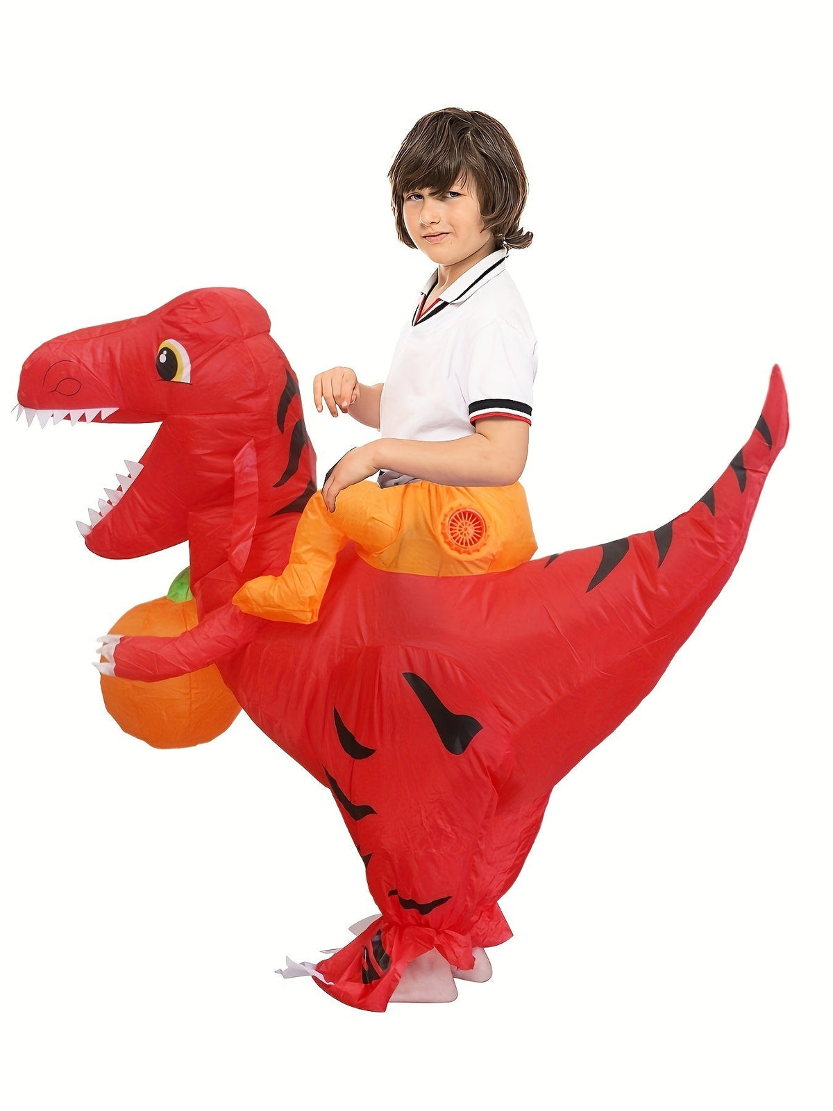 Dinosaur Halloween Costume with Pumpkin